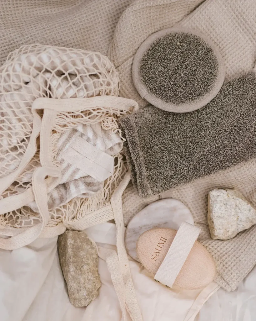 Rękawica peelibgujaca z lnu frotte natural black