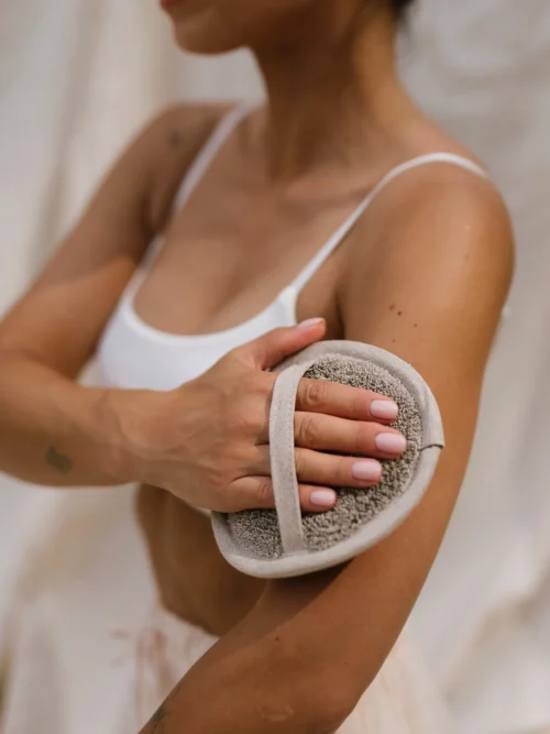 Krążek peelingujacy do ciała lniany frotte natural black