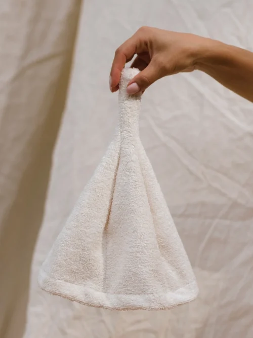 czapka do sauny lniana frotte off white