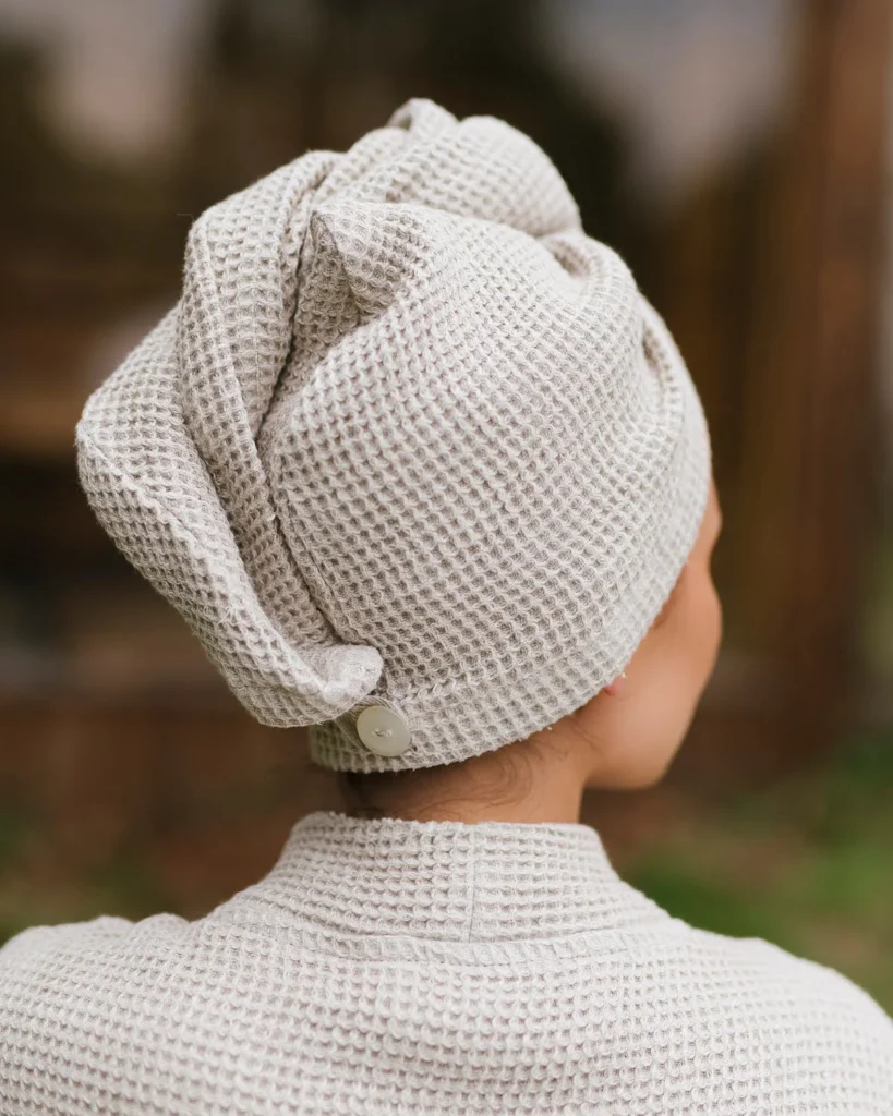 Turban do sauny lniany wafel natural