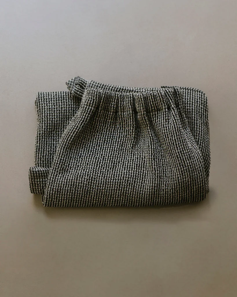 Lniany kilt do sauny dla mężczyzn wafel natural black