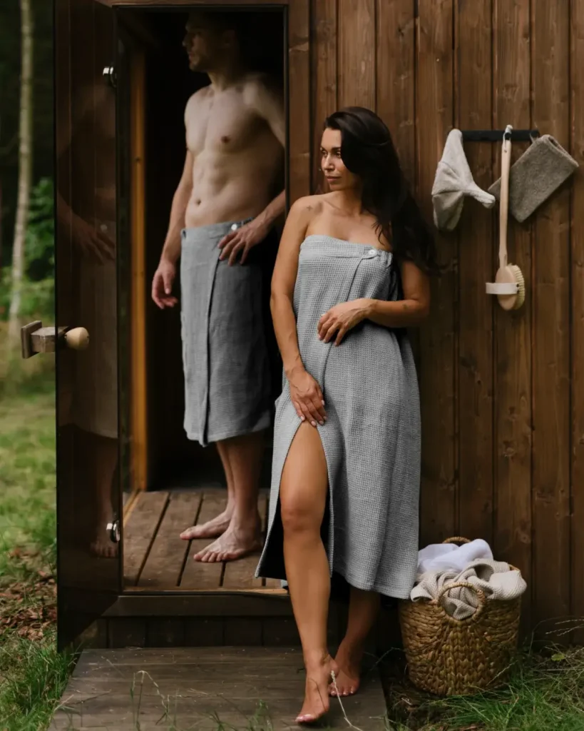 kilt do sauny wafel natural grey pareo